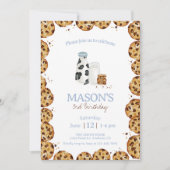 Melk en koekjes kruimel Blauw Verjaardagsfeest Kaart (Voorkant)