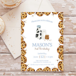 Melk en koekjes kruimel Blauw Verjaardagsfeest Kaart