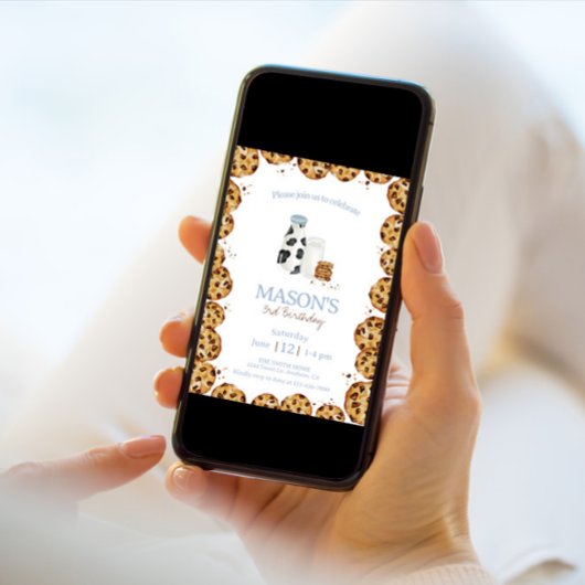 Melk en koekjes kruimel Blauw Verjaardagsfeest Kaart