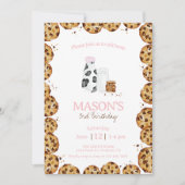 Melk en koekjes kruimelen roze Verjaardagsfeest Kaart (Voorkant)