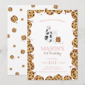 Melk en koekjes kruimelen roze Verjaardagsfeest Kaart (Voorkant / Achterkant)