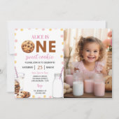 Melk en koekjes meisje 1e verjaardag uitnodiging (Voorkant)