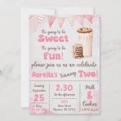 Melk en koekjes meisje 2e verjaardag partij kaart (Voorkant)