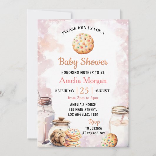 Melk en koekjes meisje Baby shower Kaart (Voorkant)