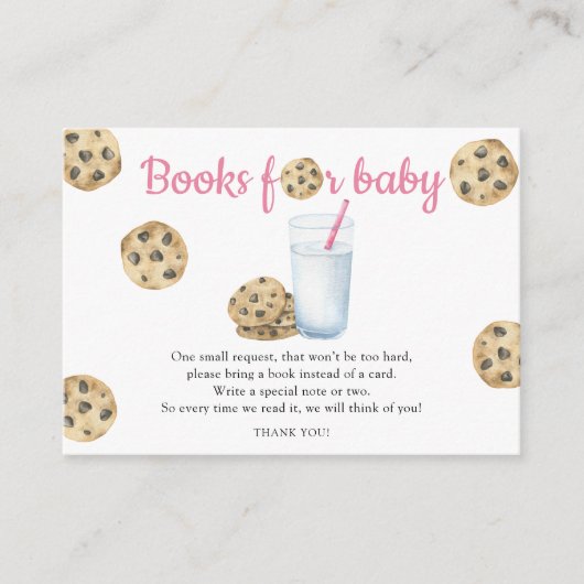 Melk en koekjes meisje boeken voor baby informatiekaartje (Voorkant)