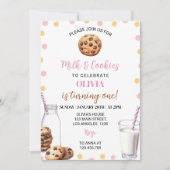 Melk en koekjes Meisje Eerste Verjaardag Uitnodigi Kaart (Voorkant)