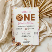 Melk en koekjes Meisje Eerste Verjaardag Uitnodigi Kaart