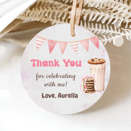 Melk en koekjes meisje eerste verjaardagsfeestje bedankjes labels