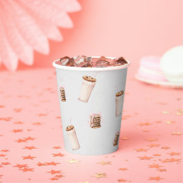 Melk en koekjes meisje eerste verjaardagsfeestje papieren bekers