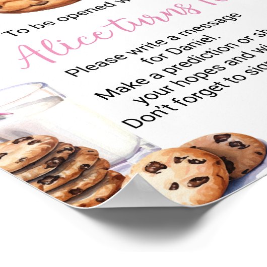 Melk en koekjes Meisje Verjaardag Tijd Capsule tek Poster (Hoek)