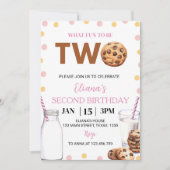 Melk en koekjes Meisje Verjaardag Uitnodiging (Voorkant)