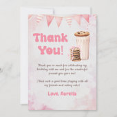 Melk en koekjes meisje verjaardagsfeestje bedankkaart (Voorkant)