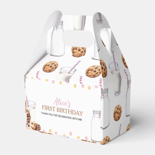 Melk en koekjes Meisje Verjaardagsfeestje Favor Bo Bedankdoosjes (Achterkant)