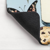 Melk en koekjes met bloemen en vlinders blauw muismat (Hoek)