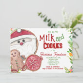 Melk en koekjes met kerstfeest Uitnodigen Kaart (Staand voorkant)