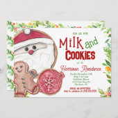Melk en koekjes met kerstfeest Uitnodigen Kaart (Voorkant / Achterkant)