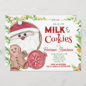 Melk en koekjes met kerstfeest Uitnodigen Kaart (Voorkant / Achterkant)