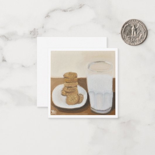 Melk en koekjes notitiekaartje (Voorkant / Achterkant in situ)
