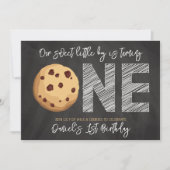 Melk en koekjes "One Sweet" Eerste Verjaardag Foto Kaart (Voorkant)