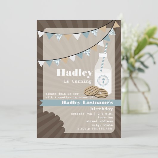 Melk en koekjes op zaterdag - Fudge Striped & Blue Kaart (Staand voorkant)