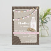 Melk en koekjes op zaterdag - Fudge Striped & Roze Kaart (Staand voorkant)