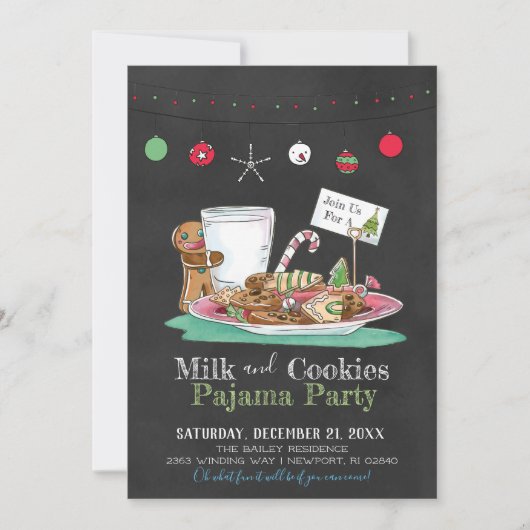Melk en koekjes Pajama Party Kaart (Voorkant)