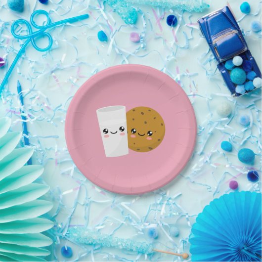 Melk en koekjes papieren bordje (Feest)