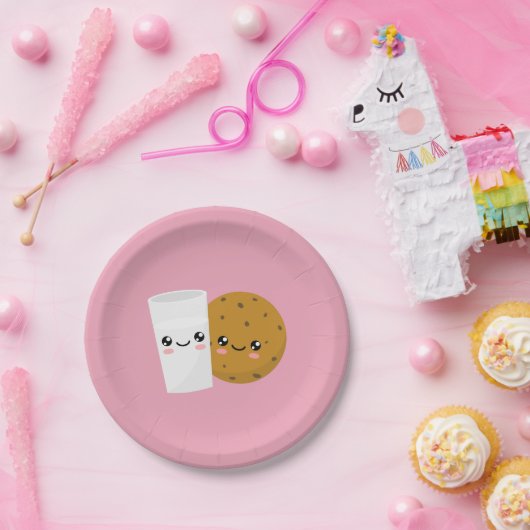 Melk en koekjes papieren bordje (Feest)