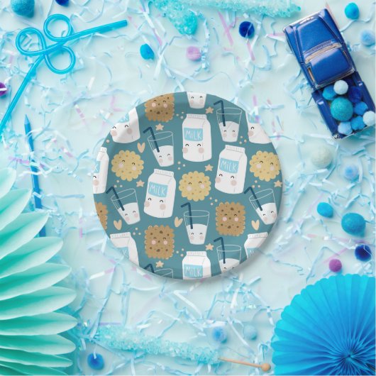 Melk en koekjes papieren bordje (Feest)