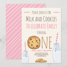 Melk en koekjes Partij uitnodiging Girl Birthday