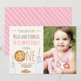 Melk en koekjes Partij uitnodiging Girl Birthday