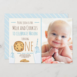 Melk en Koekjes Party nodigBoy Birthday Kaart