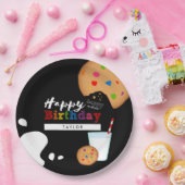 Melk en koekjes Rainbow Happy Birthday Papieren Bordje (Feest)