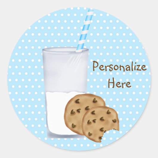 Melk en koekjes ronde sticker (Voorkant)