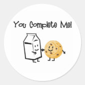 Melk en koekjes ronde sticker (Voorkant)