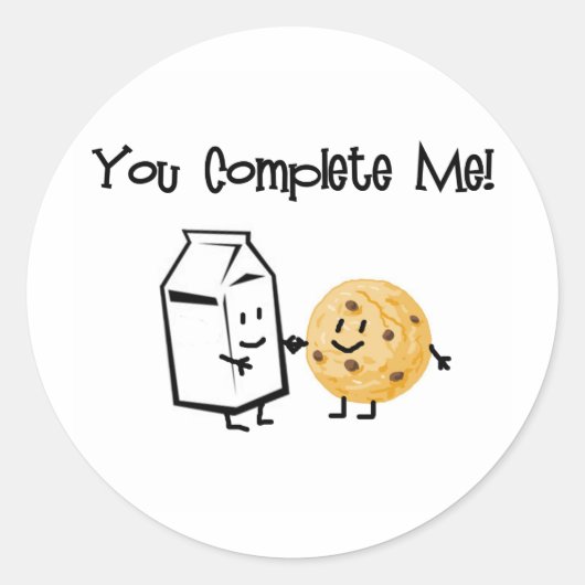 Melk en koekjes ronde sticker (Voorkant)