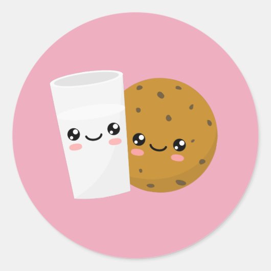 Melk en koekjes ronde sticker (Voorkant)