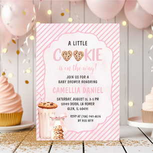 Melk en koekjes Roze Baby Meisje Douche Party Kaart