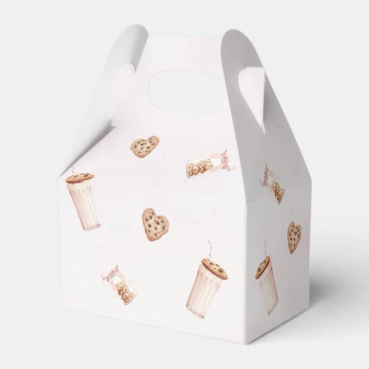 Melk en koekjes Roze eerste verjaardag partij Bedankdoosjes (Achterkant)