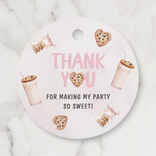 Melk en koekjes Roze eerste verjaardag partij Bedankjes Labels (Achterkant)