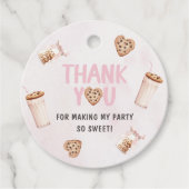 Melk en koekjes Roze eerste verjaardag partij Bedankjes Labels (Voorkant)