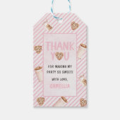 Melk en koekjes Roze eerste verjaardag partij Cadeaulabel (Voorkant)