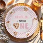 Melk en koekjes Roze eerste verjaardag partij Papieren Bordje