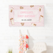 Melk en koekjes Roze eerste verjaardag partij Spandoek (Insitu)