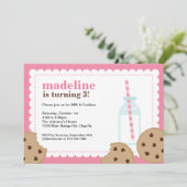 Melk en koekjes Roze en bruin Invite Kaart (Staand voorkant)