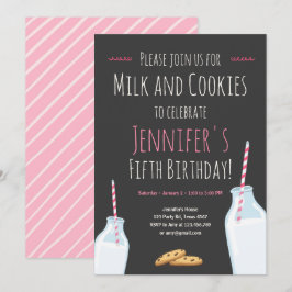Melk en koekjes Roze Girl Birthday Party Kaart