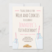 Melk en koekjes Roze Girl Birthday Party Kaart (Voorkant)