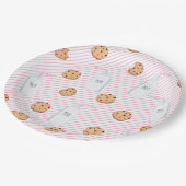 Melk en koekjes Roze strepen Verjaardagsfeest Papieren Bordje (Gekanteld)