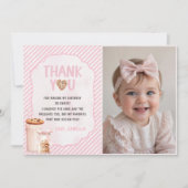 Melk en koekjes Roze Verjaardag Foto Bedankkaart (Voorkant)