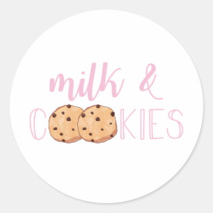 Melk en Koekjes Roze Verjaardagsfeestje Ronde Sticker